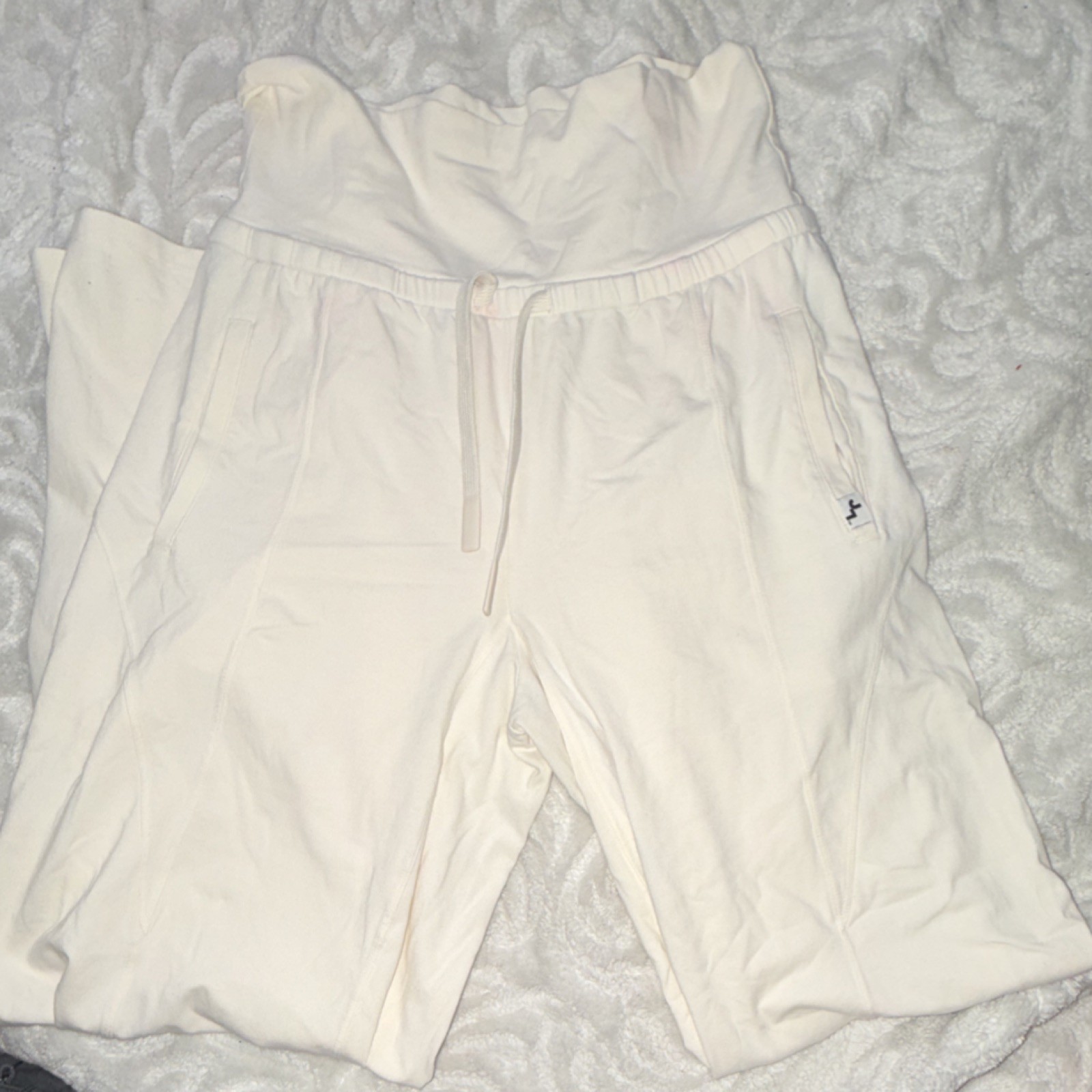 Joy Lab Ivory Women's Solid Pants Drawstring Elas… - image 1