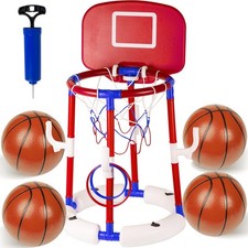 2-in-1 Pool Basketball Hoop Floating Set, Stable Water Basketball Hoop with B...