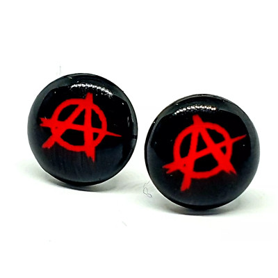 Anarchy Ohrstecker Punk Rock Anti-Establishment 316L Stahl 10mm Schmuck