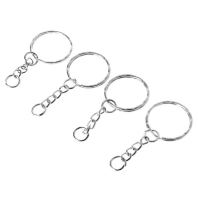 Poliertes Silber 25 mm Schlüsselanhänger Schlitzring kurze Kette Schlüsselringe Fundstücke