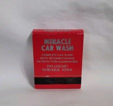 Vintage Matchbook Miracle Car Wash Dubuque Iowa Advertising Matches Full