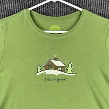 Life is Good Shirt Womens Small Green Long Sleeve Classic Fit Outdoor Casual