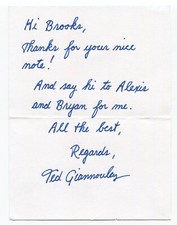 Ted Giannoulas Signed Note Autographed Baseball San Diego Chicken