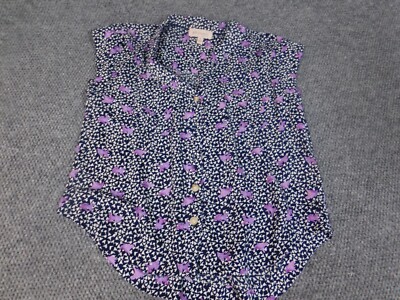 Philosophy Womens Blouse Small Blue floral button don