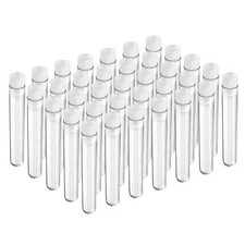 50Pcs 12X100mm 8ml Clear Plastic Test Tubes With Caps For Scientific Ex