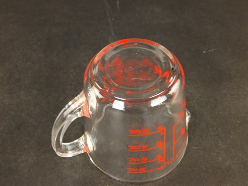 Glass Measuring Cup 8 oz. Fire King Anchor Hocking Red Lettering, Made in USA - Picture 7 of 8