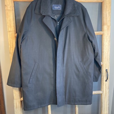 Chaps Men's Heavy Winter Coat Removable Quilt  Liner & Wool Collar