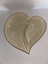 Lenox Heart Shaped Keepsake Bowl With Divider. Ivory With Gold Trim. Made In USA