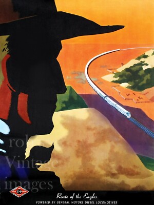 Texas Pacific Railroad Route of the Eagles Train T&P Railroad Travel Poster LGE