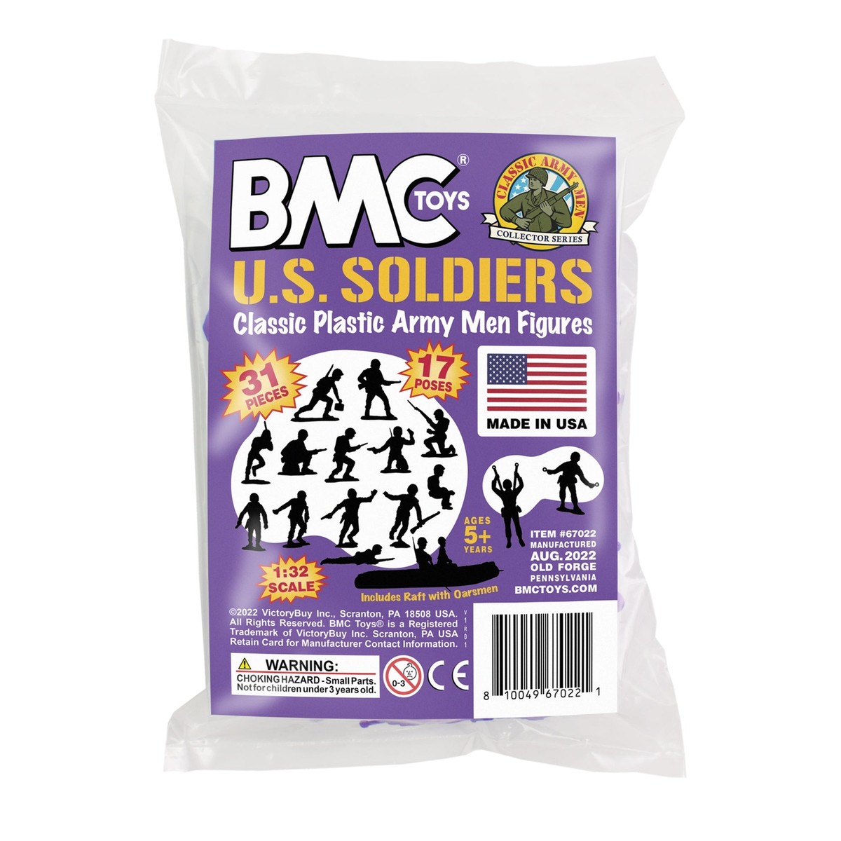 BMC Marx Recast WW2 US Marines Raft Paratrooper Figures PURPLE