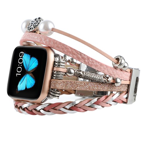 Women Leather Bracelet Band for Apple Watch 11 10 9 8 7 6 SE 44/41/45/42/46/49mm - Picture 22 of 94