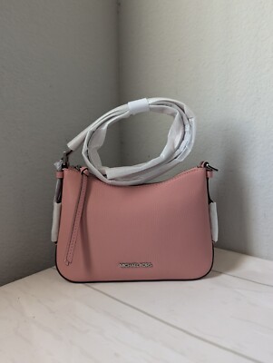 NWT Michael Kors Laney Medium Leather Crossbody Bag In Silver/Primrose
