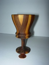 Handmade Turned Wooden Cup Chalice Goblet sherry port studio art figurine 4"