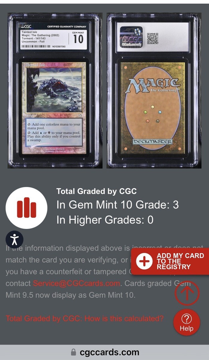 MTG✨TAINTED ISLE FOIL✨Torment CGC 10 GEM MINT Uncommon DUAL MANA