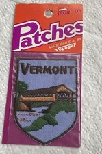 Vintage Vermont Iron On Patch Voyager Made in Usa Covered Bridge