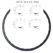 29er MTB XC Carbon Fiber Wavy Rims Asymmetric Tubeless Hookless Bike Wheels 28H