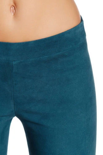 VINCE Pantalones Ajustados al Tobillo Cremallera Elastizados Gamuza Cuero Verde azulado Leggings $945, Talla XXS Foto 3 de 4