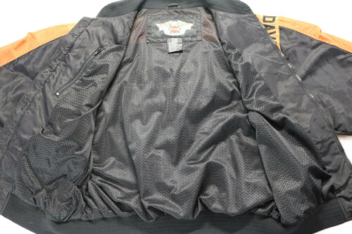 harley davidson mens jacket 2XL black orange bar shield racing bomber riding zip - Picture 3 of 4