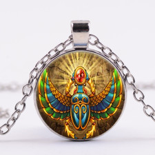 EGYPTIAN SCARAB SYMBOL EGYPT pendant 20" Sterling Silver 925 necklace female men