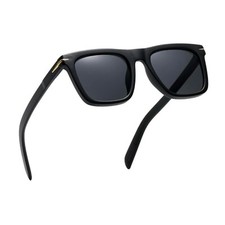 Dark Black Plastic Frame Square Black Tint Polarized Mens Outdoor Sunglasses