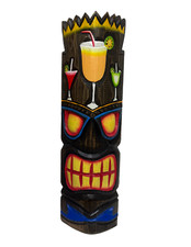 20" HAWAIIAN DRINK UP TIKI MASK TROPICAL ISLAND WOOD POLYNESIAN WALL ART BAR