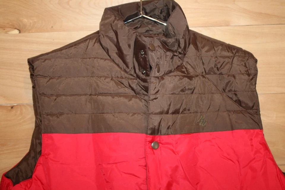 Rocawear Mens Red Brown Yellow Puffer Vest Size Large - Image 2 of 4
