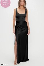 NWT Show Me Your Mumu Dress Lana Maxi Medium Black Luxe Satin Wedding Stash