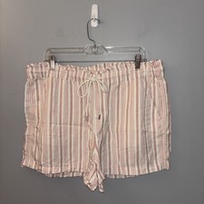 Loft Drawstring Elastic Waist Shorts Coral Striped Women s Size XL Beach