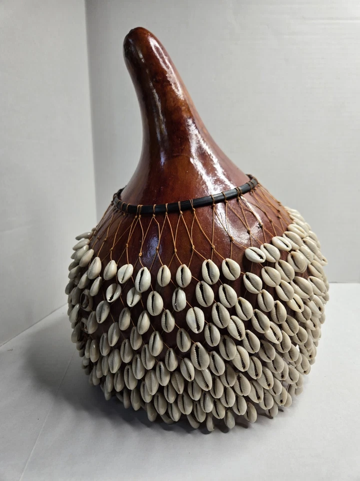 Shekere Percussion Shaker Gourd Cowry Large Traditional African Hand Instrument - Image 3 of 4