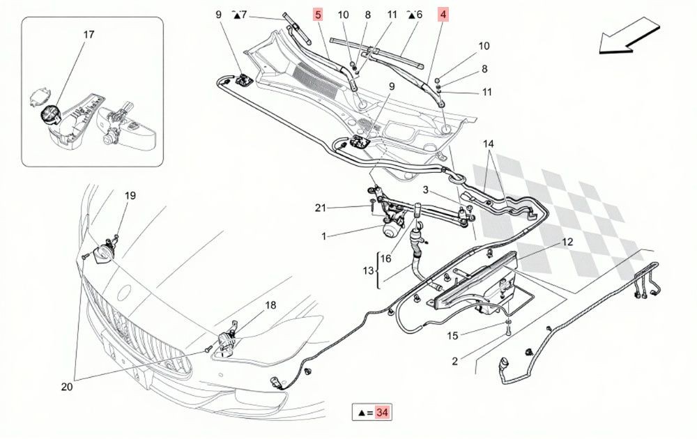 13-19 MASERATI QUATTROPORTE GTS GHIBLI FRONT LEFT RIGHT WINDSCREEN WIPER ARM OEM