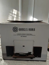 ANGELS HORN High Fidelity Bluetooth Turntable Vinyl Record Player with Booksh...