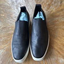 Vince Women's Saxon Black Leather Platform Sneakers Slip On Sz US 9.5 EU 9.5