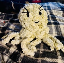 Handmade green cream Yarn Octopus Plush Stuffed Animal, Medium 14-24 in 