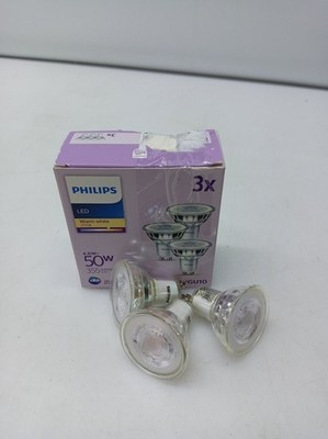 Philips Classic LED GU10 Lampe, 50W, klar, warmweiss, nicht dimmbar,3er Pack