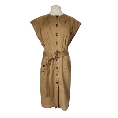 Carolina Herrera Stretch Cotton Shirt Dress Belted Utility   / Large / NWOT