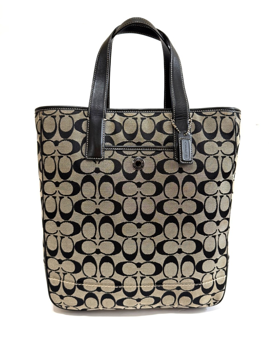 バッグ COACH Y2K HAMPTONS WOOL TOTE BAG NICE Coach Vintage Y2K Black Hamptons Signature Business Multi