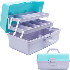 12In 3-Layer Plastic Craft Organizers and Storage, Portable Folding Tackle Box w