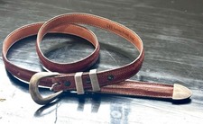 James Reid Ltd. Sterling 4 pc Ranger Buckle Set Genuine Lizard Women  s Belt 38"