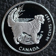1997 CANADA 50 CENTS .925 SILVER PROOF Dogs of Canada N.S. DUCK RETRIEVER