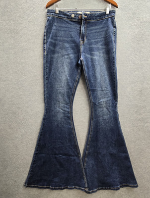 Rock & Roll Denim Women Jeans 30X34 Blue Bargain Bell Bottom Grunge 34'' Inseam