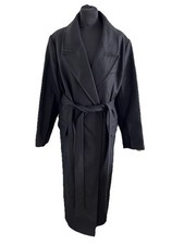 Mango Women’s Black Wool Coat XL Quality Italian Wool Blend Belted Long  BNWT