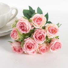18 Heads Silk Rose Artificial Flowers Fake Bouquet Wedding Home Party Decor
