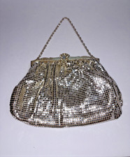 Whiting  Davis Elegant Evening Mesh Bag Silver Rhinestone Clasp