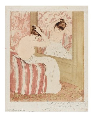 Elegante impressionistische Wandkunst Frau am Spiegel Pers�nliche Refl