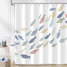 Colorful Shower Curtain, Ocean Swiminges Cartoon 72"W x 72"L Pack of 1 Fish