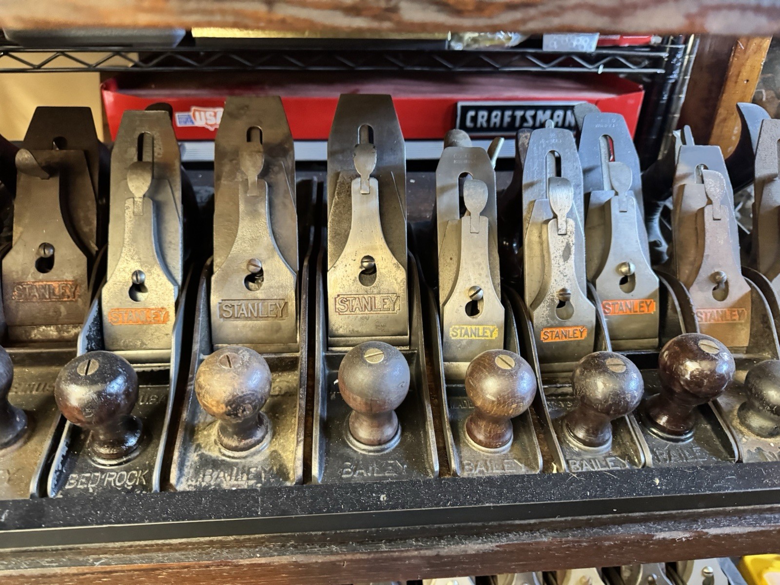 Stanley Plane Collection And Vintage Stanley Display Rack