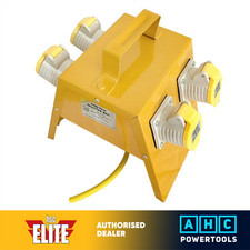 Elite 110 Volt 16 Amp Plug Four Way Splitter Box 4 x 16 Amp Sockets