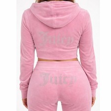 NWT JUICY COUTURE Y2K Velour Bling Tracksuit Heritage Rose Size XL