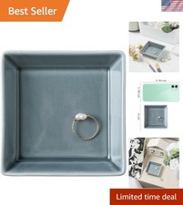 Modern 4x4in Blue Ceramic Jewelry Tray   Decorative Storage for Rings  Earrings