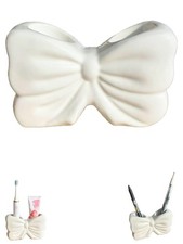 Bowtie Toothbrush Holder,Cute 2 Slots Ceramic Personalized Bow Bathroom Decor...